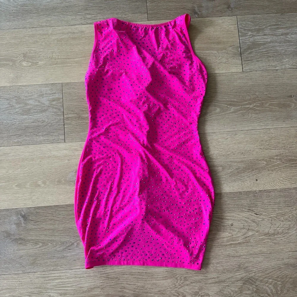 Pink Ruched Sequin Bedazzled Dress